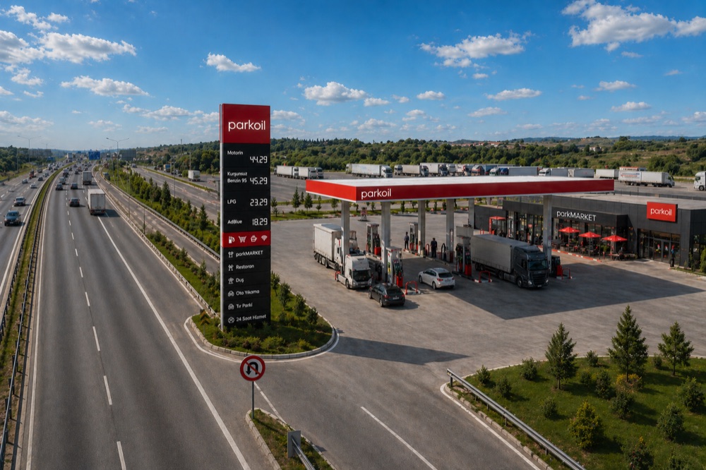 Parkoil istasyonunda gülümseyen istasyon personeli